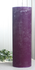 Rustik-Stumpenkerze, 30 x 10 cm Ø, lila-violett