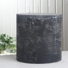 Rustik-Dreidochtkerze, 15 x 15 cm Ø, anthrazit-schwarz