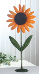 Stehende Dekoblume, Papier+Draht, orange, XL, ca. 47 cm hoch