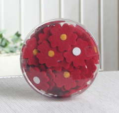 Dekoblüten aus Filz, 48er-Box, ca. 3,5 cm Ø, rot