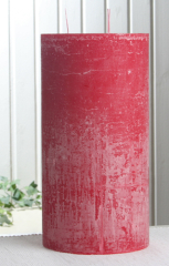 Rustik-Dreidochtkerze, 30 x 15 cm Ø, rot