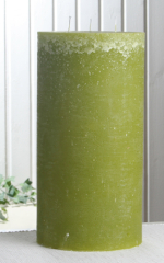 Rustik-Dreidochtkerze, 30 x 15 cm Ø, pistaziengrün