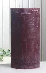 Rustik-Dreidochtkerze, 30 x 15 cm Ø, pflaume-burgund