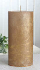 Rustik-Stumpenkerze, 15 x 7 cm Ø, gold-metallic