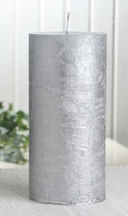 Rustik-Stumpenkerze, 15 x 7 cm Ø, silber-metallic