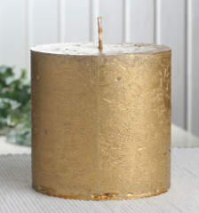 Rustik-Stumpenkerze, 10 x 10 cm Ø, gold-metallic