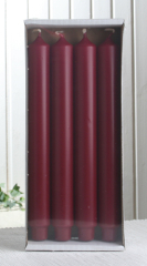 4x Stabkerze mit Zapfenfuß / Punchkerze, 25x3 cm altrot-bordeaux