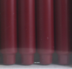 4x Stabkerze mit Zapfenfuß / Punchkerze, 25x3 cm altrot-bordeaux