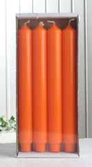 4x Stabkerze mit Zapfenfuß / Punchkerze, 25x3 cm mandarin-orange