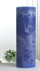 Rustik-Stumpenkerze, 30 x 10 cm Ø, blau