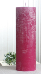 Rustik-Stumpenkerze, 30 x 10 cm Ø, fuchsia