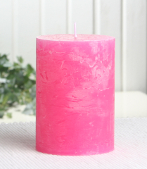 Rustik-Stumpenkerze, 10 x 7 cm Ø, pink