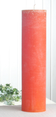 Rustik-Stumpenkerze, 40 x 10 cm Ø, mandarin-orange