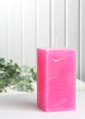 Rustik-Stumpenkerze, viereckig, 10 x 5 x 5 cm Ø, pink