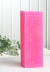 Rustik-Stumpenkerze, viereckig, 15 x 5 x 5 cm Ø, pink