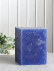 Rustik-Stumpenkerze, viereckig, 10 x 7,5 x 7,5 cm, blau