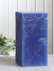 Rustik-Stumpenkerze, viereckig, 15 x 7,5 x 7,5 cm, blau