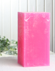 Rustik-Stumpenkerze, viereckig, 15 x 7,5 x 7,5 cm, pink