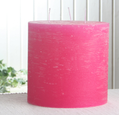 Rustik-Dreidochtkerze, 15 x 15 cm Ø, pink