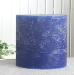 Rustik-Dreidochtkerze, 15 x 15 cm Ø, blau