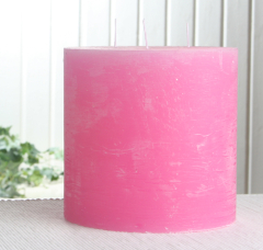 Rustik-Dreidochtkerze, 15 x 15 cm Ø, rosa