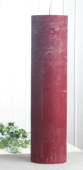 Rustik-Stumpenkerze, 40 x 10 cm Ø, rubinrot-bordeaux