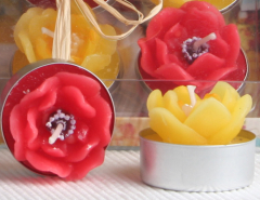6er-Pack Dekokerze / Teelicht Mohnblüte mit Duft, Geschenkbox