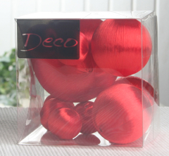 Deko-Seidenbälle, 10-teiliges Set in 3 Größen sortiert, rot