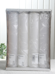 Stumpenkerze, ca. 20 x 4 cm Ø, 4er-Pack, weiß