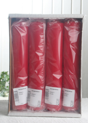 Stumpenkerze, ca. 20 x 4 cm Ø, 4er-Pack, rubinrot