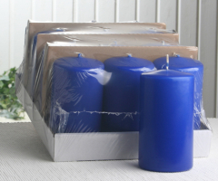 Sparpack: 12x Stumpenkerze 13 x 7 cm Ø, marineblau