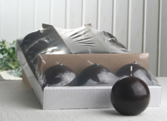 Sparpack: 12x Kugelkerze 7 cm Ø, moccabraun