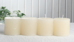 SET: 4x Rustik-Stumpenkerze, 5 x 5 cm Ø, creme