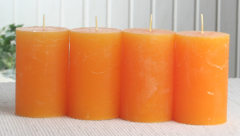 SET: 4x Rustik-Stumpenkerze, 8 x 5 cm Ø, maisgelb