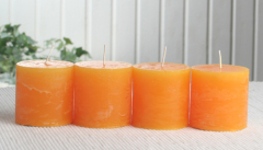 SET: 4x Rustik-Stumpenkerze, 5 x 5 cm Ø, maisgelb