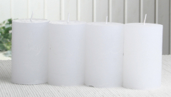 SET: 4x Rustik-Stumpenkerze, 8 x 5 cm Ø, weiß
