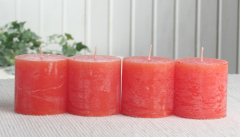 SET: 4x Rustik-Stumpenkerze, 5 x 5 cm Ø, orange