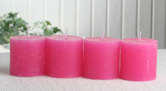 SET: 4x Rustik-Stumpenkerze, 5 x 5 cm Ø, pink
