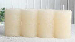 SET: 4x Rustik-Stumpenkerze, 8 x 5 cm Ø, creme
