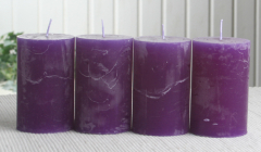 SET: 4x Rustik-Stumpenkerze, 8 x 5 cm Ø, lila-violett