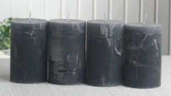 SET: 4x Rustik-Stumpenkerze, 8 x 5 cm Ø, anthrazit-schwarz