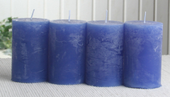 SET: 4x Rustik-Stumpenkerze, 8 x 5 cm Ø, blau
