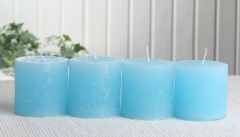 SET: 4x Rustik-Stumpenkerze, 5 x 5 cm Ø, hellblau