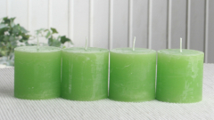 SET: 4x Rustik-Stumpenkerze, 5 x 5 cm Ø, apfelgrün