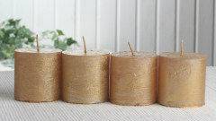 SET: 4x Rustik-Stumpenkerze, 5 x 5 cm Ø, gold-metallic