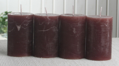 SET: 4x Rustik-Stumpenkerze, 8 x 5 cm Ø, kaffeebraun