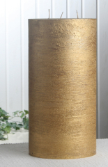 Rustik-Dreidochtkerze, 30 x 15 cm Ø, gold-metallic