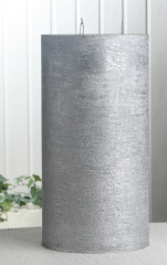 Rustik-Dreidochtkerze, 30 x 15 cm Ø, silber-metallic
