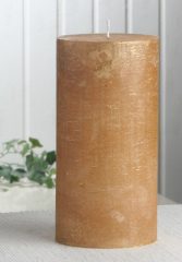 Rustik-Stumpenkerze, 20 x 10 cm Ø, gold-metallic