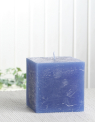 Rustik-Stumpenkerze, viereckig, 7,5 x 7,5 x 7,5 cm Ø, blau